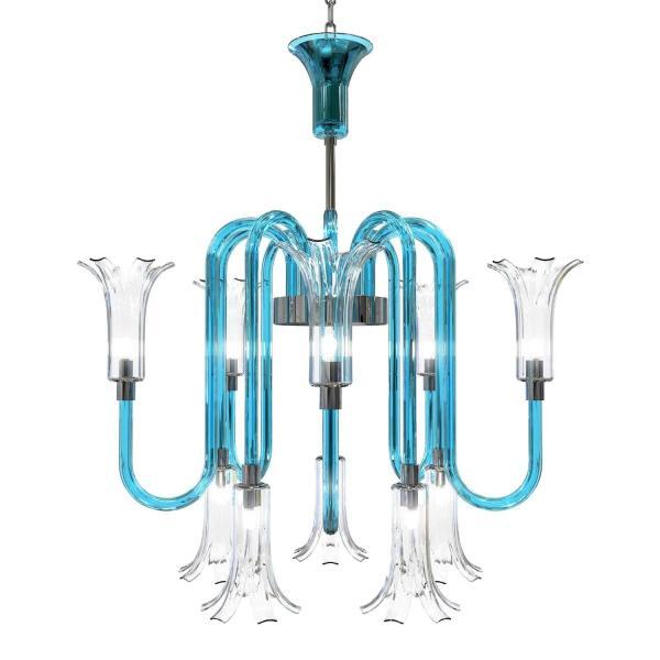 Clear-blue-modern-glass-chandelier
