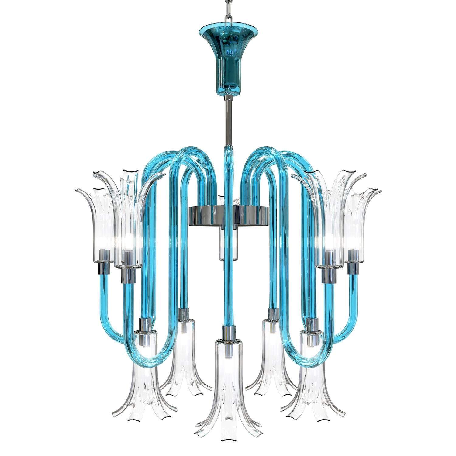 Contemporary clear blue chandelier