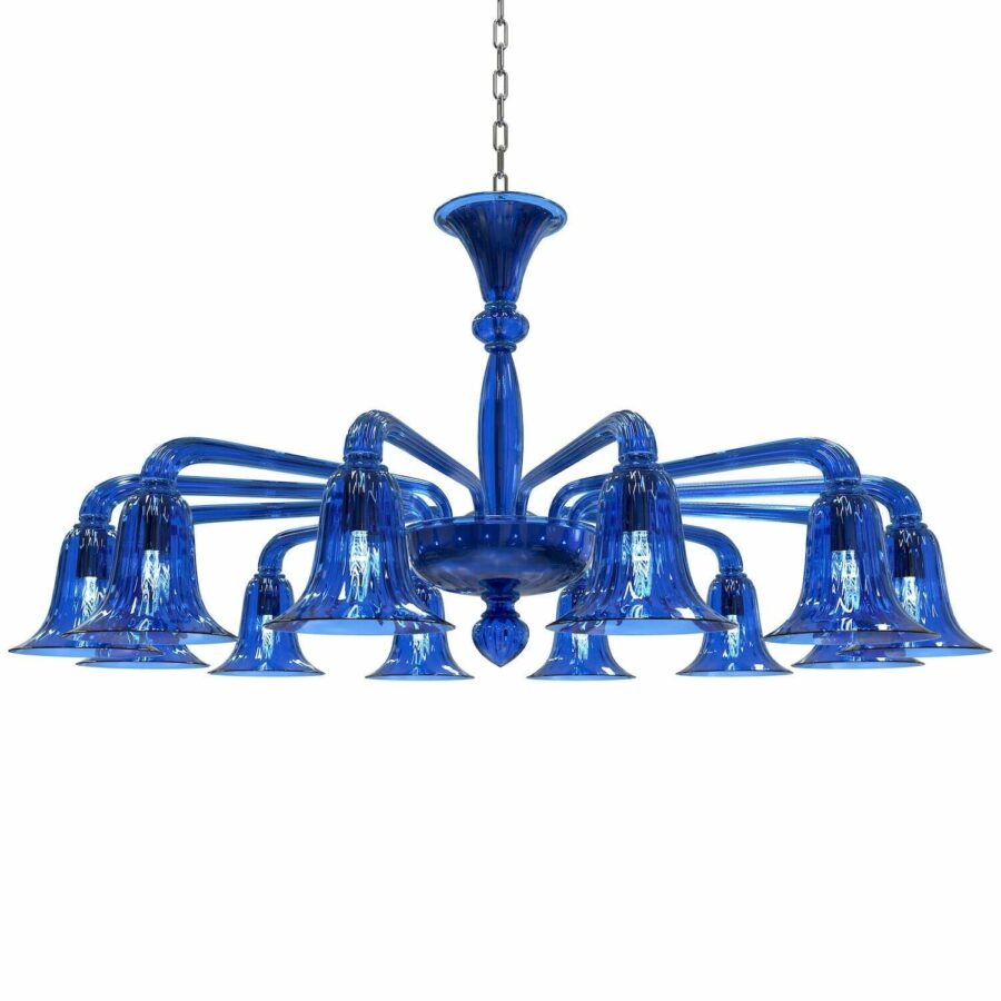 Blue modern design glass chandelier