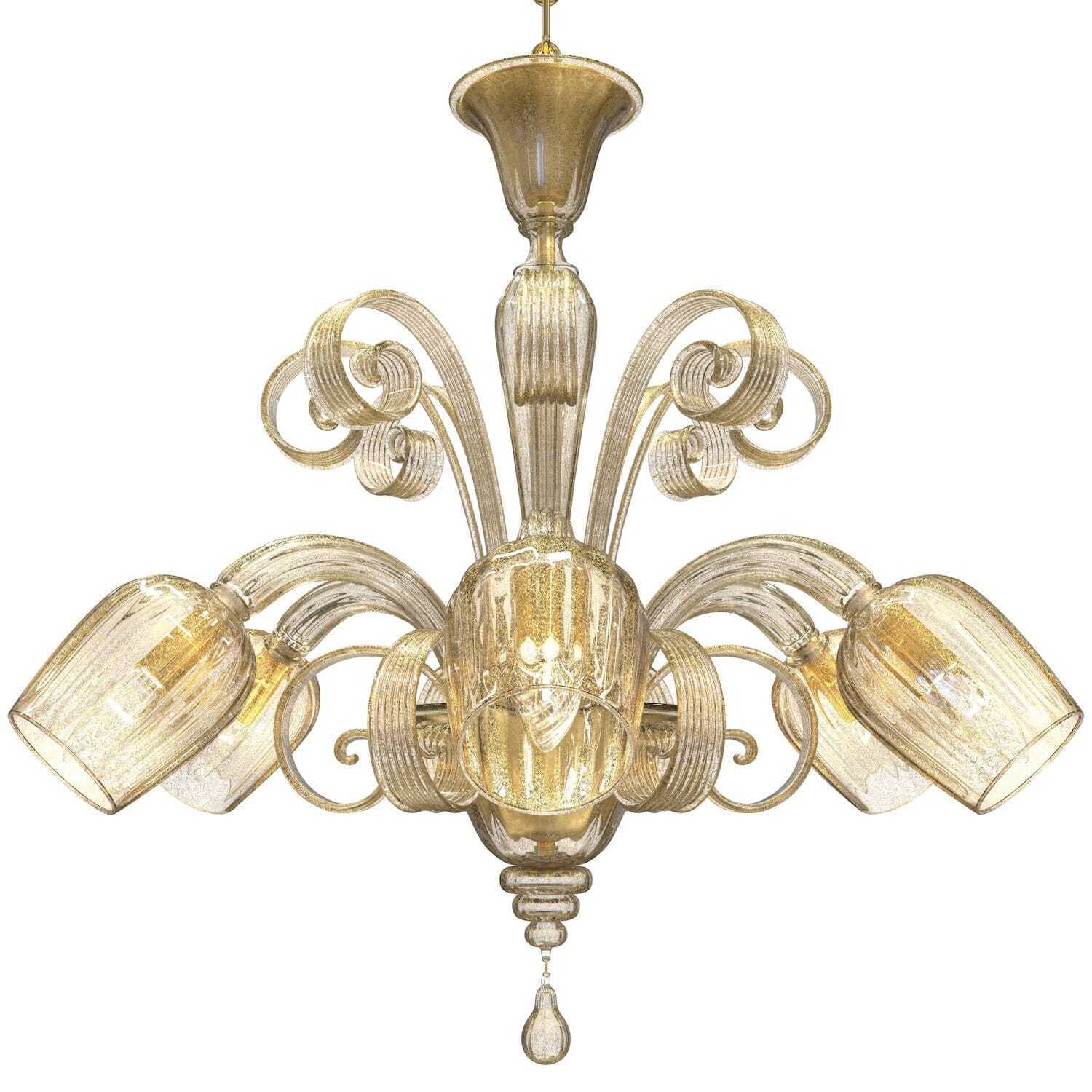 Murano gold leaf glass chandelier