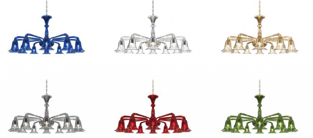 Murano chandelier green, red, fume, amber, blue