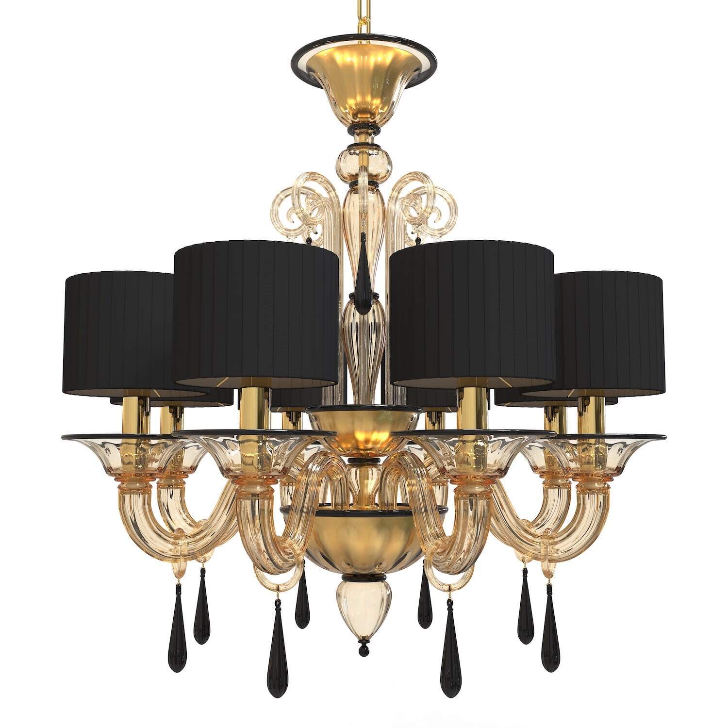 Murano Glass 8 lampshades chandelier