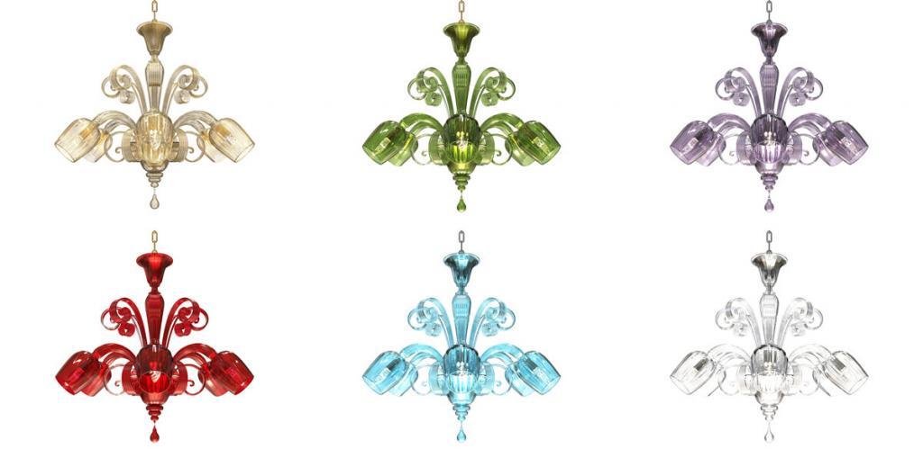 classic chandelier color red, amber, blue, gold, fume, green, orange, amethyst